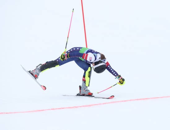 USA s Paula Moltzan skies in the slalom section in the Women s Team combined downhill race at the 2026 Winter Olympics in Cortina, Italy on Tuesday February 10, 2026. Austria won the gold, Germany won the silver and USA won the bronze.  OLY20260210672 HUGOxPHILPOTT