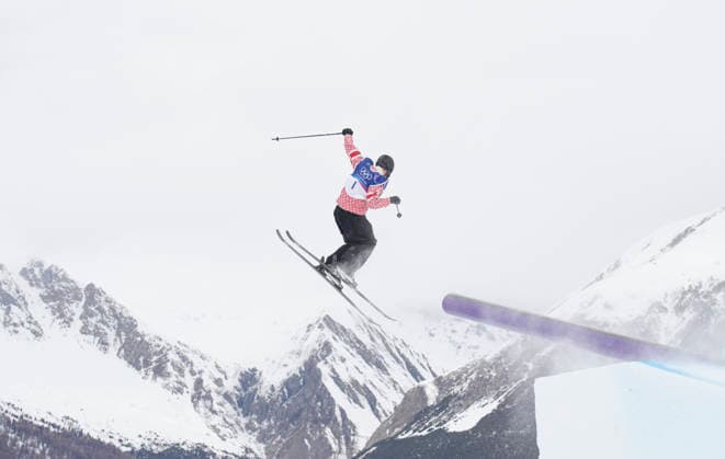 Birk Ruud of Norway competes in the Men s Freeski Slopestyle competition at the Milano Cortina 2026 Winter Olympic Games, Olympische Spiele, Olympia, OS in Livigno, Italy, on Tuesday, February 10, 2026. Birk Ruud of Norway won the gold medal, Alex Hall of the USA won the silver medal and Luca Harrington of New Zealand won the bronze medal.  OLY20260210823 BOBxSTRONG