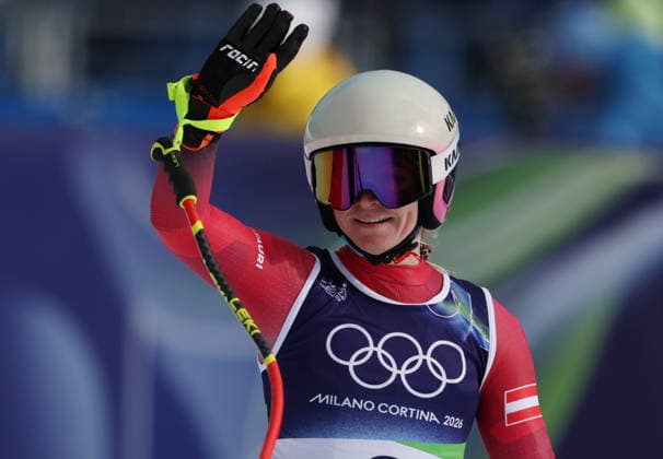 (260210) -- CORTINA D AMPEZZO, Feb. 10, 2026 -- Ariane Raedler of Austria reacts after the downhill race of the alpine skiing women s team combined at the Milan-Cortina 2026 Olympic Winter games, Winterspiele,Spiele, Summer games in Cortina, Italy, Feb. 10, 2026. ) (MICO2026)ITALY-CORTINA D AMPEZZO-OLYMPIC WINTER GAMES-ALPINE SKIING-WOMEN S TEAM COMBINED ZhangxChenlin 