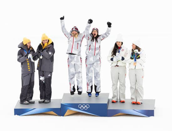 February 10, 2026, Cortina D ampezzo, Lombardy, Italy: Ariane Raedler, left, and teammate Katharina Huber of team Austria 2 celebrate their gold medal in the Womens Team Combined at Tofane Alpine Skiing Centre for the Milano Cortina 2026 Winter Olympics. Kira Weidle-Winkelmann and Emma Aicher of team Germany 2, left, won sliver, and Jaqueline Wiles and Paula Moltzan of team USA 2 on bronze. Olympics 2026: Milano Cortina: Alpine Skiing: Women S  - ZUMAsc5_ 20260210_oly_sc5_020 Copyright: xErichxSchlegelx