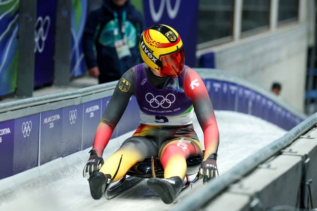 Olympische Winterspiele Milano Cortina 2026 Rennrodeln Einsitzer Frauen am 10.02.2026 im Cortina Sliding Centre in Cortina d™Ampezzo Merle Malou Fräbel ( Deutschland ) *** Olympic Winter Games Milano Cortina 2026 Luge Single Seater Women on 10 02 2026 at the Cortina Sliding Center in Cortina d™Ampezzo Merle Malou Fräbel Germany xMSx
