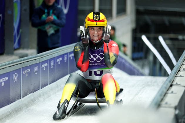 Olympische Winterspiele Milano Cortina 2026 Rennrodeln Einsitzer Frauen am 10.02.2026 im Cortina Sliding Centre in Cortina d™Ampezzo Anna Berreiter ( Deutschland ) *** Olympic Winter Games Milano Cortina 2026 Luge Single Women on 10 02 2026 at the Cortina Sliding Center in Cortina d™Ampezzo Anna Berreiter Germany xMSx