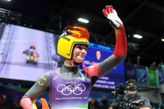 Olympische Winterspiele Milano Cortina 2026 Rennrodeln Einsitzer Frauen am 10.02.2026 im Cortina Sliding Centre in Cortina d™Ampezzo Julia Taubitz ( Deutschland ) *** Olympic Winter Games Milano Cortina 2026 Luge Single Women on 10 02 2026 at the Cortina Sliding Center in Cortina d™Ampezzo Julia Taubitz Germany xMSx