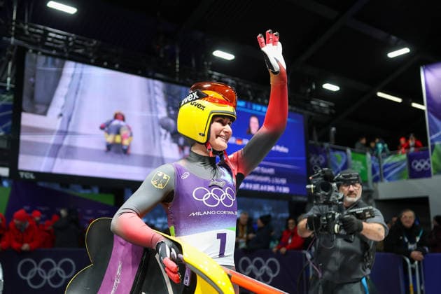 Olympische Winterspiele Milano Cortina 2026 Rennrodeln Einsitzer Frauen am 10.02.2026 im Cortina Sliding Centre in Cortina d™Ampezzo Julia Taubitz ( Deutschland ) *** Olympic Winter Games Milano Cortina 2026 Luge Single Women on 10 02 2026 at the Cortina Sliding Center in Cortina d™Ampezzo Julia Taubitz Germany xMSx