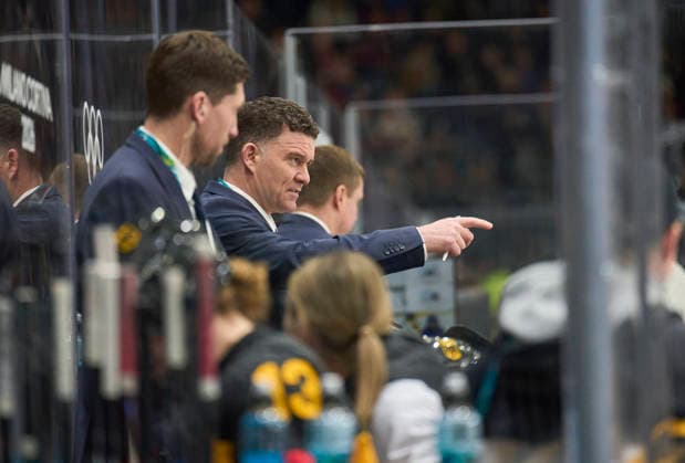Headcoach Jeff MacLeod of Germany at the preliminary women Ice hockey, Eishockey match Group B Germany - Italy of the Milano Cortina 2026 Winter Olympic Games, Olympische Spiele, Olympia, OS at Milano Rho Ice Hockey Arena on February 10, 2026 in Milan, Italy.