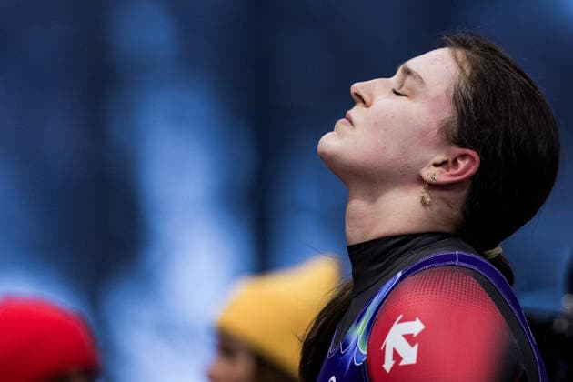 CORTINA, ITALY - FEBRUARY 10: Merle Malou Fraebel (Germany) cries, frustrated during the Luge Women s Singles at the Milano Cortina 2026 Olympics at Cortina Sliding Centre on day 4 of the Milano Cortina 2026 Olympics on February 10, 2026 in Cortina, Italy. Editorial use only. Venezia Italy Copyright: xSteffiexWunderlx