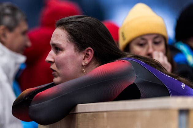 CORTINA, ITALY - FEBRUARY 10: Merle Malou Fraebel (Germany) cries, frustrated during the Luge Women s Singles at the Milano Cortina 2026 Olympics at Cortina Sliding Centre on day 4 of the Milano Cortina 2026 Olympics on February 10, 2026 in Cortina, Italy. Editorial use only. Venezia Italy Copyright: xSteffiexWunderlx