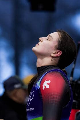 CORTINA, ITALY - FEBRUARY 10: Merle Malou Fraebel (Germany) cries, frustrated during the Luge Women s Singles at the Milano Cortina 2026 Olympics at Cortina Sliding Centre on day 4 of the Milano Cortina 2026 Olympics on February 10, 2026 in Cortina, Italy. Editorial use only. Venezia Italy Copyright: xSteffiexWunderlx