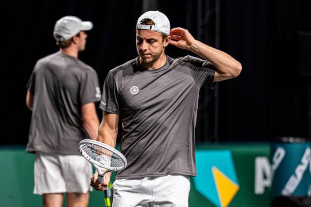 2026-02-10 ABN AMRO Open - Day Two ROTTERDAM, NETHERLANDS - FEBRUARY 10: Tallon Griekspoor looks at his racket during Day Two of the ABN AMRO Open at Rotterdam Ahoy on February 10, 2026 in Rotterdam, Netherlands. (Photo by Gabriel Calvino Alonso BSR Agency) Rotterdam Netherlands Content not available for redistribution in The Netherlands directly or indirectly through any third parties. Copyright: xBSRxAgencyx