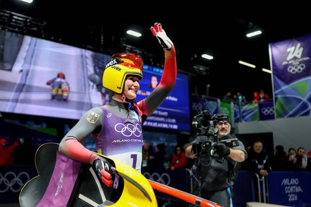 Olympische Winterspiele Milano Cortina 2026 Rennrodeln Einsitzer Frauen am 10.02.2026 im Cortina Sliding Centre in Cortina d™Ampezzo Julia Taubitz ( Deutschland ) *** Olympic Winter Games Milano Cortina 2026 Luge Single Seater Women on 10 02 2026 at the Cortina Sliding Center in Cortina d™Ampezzo Julia Taubitz Germany xMSx