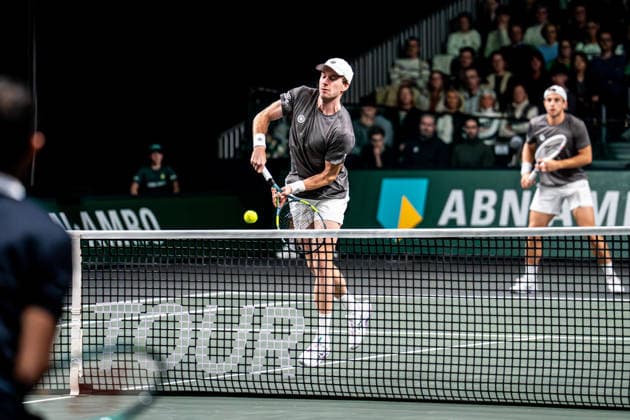 2026-02-10 ABN AMRO Open - Day Two ROTTERDAM, NETHERLANDS - FEBRUARY 10: Botic van de Zandschulp competing during Day Two of the ABN AMRO Open at Rotterdam Ahoy on February 10, 2026 in Rotterdam, Netherlands. (Photo by Gabriel Calvino Alonso BSR Agency) Rotterdam Netherlands Content not available for redistribution in The Netherlands directly or indirectly through any third parties. Copyright: xBSRxAgencyx