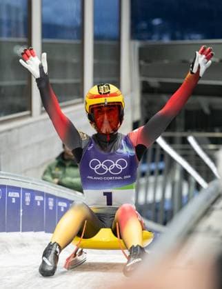 MILANO CORTINA 2026 - OLYMPISCHE WINTERSPIELE - CORTINA D™AMPEZZO - RODELN - FRAUEN EINZEL ** NUR FÜR REDAKTIONELLE ZWECKE ** EDITORIAL USE ONLY **<p>10 02 2026-Cortina d™Ampezzo: Olympische Winterspiele Milano Cortina 2026 Rodeln Cortina Sliding Centre Event: Frauen Einzel 3.-4. Lauf im Foto: Julia Taubitz 1 (Deutschland) jubelt nach dem 3. Lauf ( Italien Venetien Cortina d™Ampezzo Copyright: SaschaxFromm *** MILANO CORTINA 2026 OLYMPIC WINTER GAMES CORTINA D™AMPEZZO LUNGING WOMEN SINGLE FOR EDITORIAL PURPOSES ONLY p 10 02 2026 Cortina d™Ampezzo Olympic Winter Games Milano Cortina 2026 Luge Cortina Sliding Centre Event Women Single 3 4 Run in photo Julia Taubitz 1 Germany cheering after the 3 run Italy Veneto Cortina d™Ampezzo Copyright SaschaxFromm Copyright: SaschaxFromm doc84in7sqlmup18scrl191f ,EDITORIAL USE ONLY