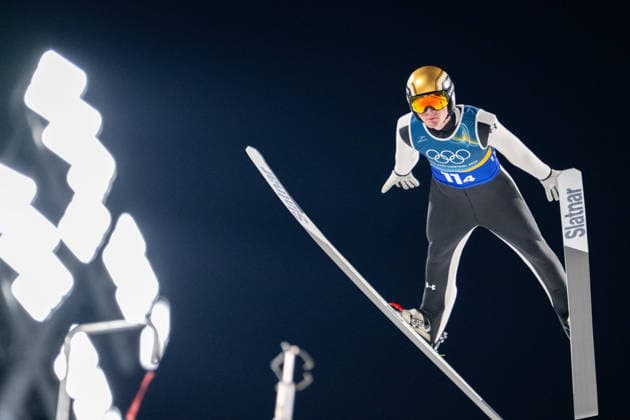 OLYMPICS - Winter Olympic Games, Olympische Spiele, Olympia, OS Milano Cortina 2026 VAL DI FIEMME,ITALY,10.FEB.26 - OLYMPICS, Ski jumping, Skispringen, Ski, nordisch - Winter Olympic Games Milano Cortina 2026, normal hill, mixed team. Image shows Domen Prevc (SLO).  GEPAxpictures xOliverxLerch
