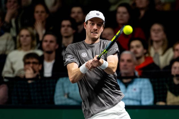 ROTTERDAM, NETHERLANDS - FEBRUARY 10:Botic van de Zandschulp of the Netherlands plays a backhand in his Men s Doubles First Round match with Tallon Griekspoor of the Netherlands during Day Two of the ABN AMRO Open at the Rotterdam Ahoy on February 10, 2026 in Rotterdam, Netherlands. (Photo by Rene Nijhuis) SPO  Copyright: xRenexNijhuis