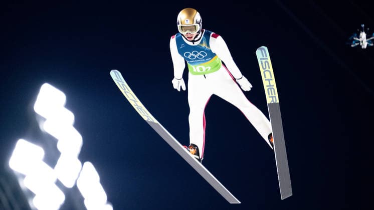 OLYMPICS - Winter Olympic Games, Olympische Spiele, Olympia, OS Milano Cortina 2026 VAL DI FIEMME,ITALY,10.FEB.26 - OLYMPICS, Ski jumping, Skispringen, Ski, nordisch - Winter Olympic Games Milano Cortina 2026, normal hill, mixed team. Image shows Jan Hoerl (AUT).  GEPAxpictures xOliverxLerch