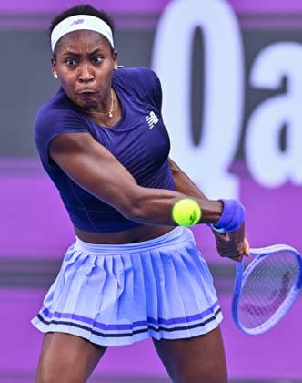 February 10, 2026, Doha, Qatar: Coco Gauff of the United States plays against Elisabetta Cocciaretto of Italy (Not Seen) during their round of 32 match at the WTA, Tennis Damen Qatar TotalEnergies Open 2026 tennis tournament at the Khalifa International Tennis Complex. .?? Elisabetta Cocciaretto won against Coco Gauff 6-4,6-2 WTA Qatar TotalEnergies Open 2026-Round Of 32 In Doha, Qatar - 10 Feb 2026  - ZUMAs197 20260210_aaa_s197_093 Copyright: xNoushadxVariyattiyakkalx