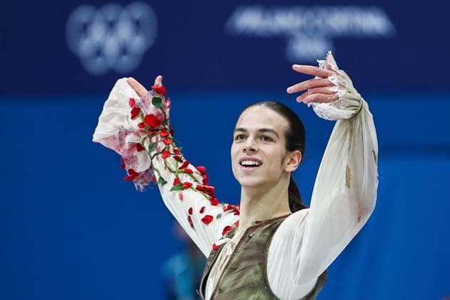 ITALY, MILAN - FEBRUARY 10, 2026: Petr Gumennik of Russia performs his short programme in the men s single skating event during the 2026 Winter Olympic Games, Olympische Spiele, Olympia, OS at the Milano Ice Skating Arena. Mikhail Tereshchenko TASS  88494986