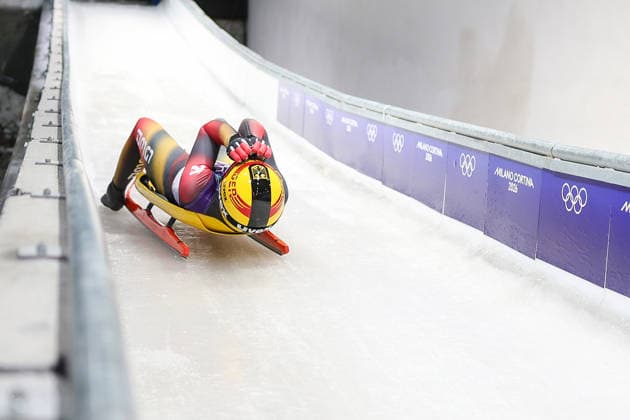 Olympische Winterspiele Milano Cortina 2026 Rennrodeln Einsitzer Frauen am 10.02.2026 im Cortina Sliding Centre in Cortina d™Ampezzo Julia Taubitz ( Deutschland ) gewinnt die Gold Medaille *** Olympic Winter Games Milano Cortina 2026 Luge Single Seater Women on 10 02 2026 at the Cortina Sliding Center in Cortina d™Ampezzo Julia Taubitz Germany wins the gold medal xMSx