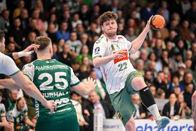 Goeppingen, Germany, 10 02 26 Ludvig Jurmala Astroem FRISCH AUF Goeppingen and Pgilipp Vorlicek GWD Minden in a duel during the Daikin Handball Bundesliga match between FRISCH AUF Goeppingen vs GWD Minden at EWS Arena on February 10, 2026 in Goeppingen, Germany Photo by Harry Langer DeFodi Images Goeppingen, Germany, 10 02 26 Ludvig Jurmala Astroem FRISCH AUF Goeppingen and Pgilipp Vorlicek GWD Minden battle for the ball during the Daikin Handball Bundesliga match between FRISCH AUF Goeppingen vs GWD Minden at EWS Arena on February 10, 2026 in Goeppingen, Germany Photo by Harry Langer DeFodi Images Photo by Harry Langer DeFodi Images