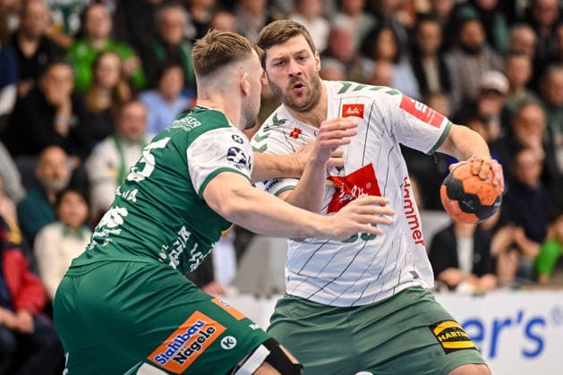 Goeppingen, Germany, 10 02 26 Ludvig Jurmala Astroem FRISCH AUF Goeppingen and Malte Donker GWD Minden in a duel during the Daikin Handball Bundesliga match between FRISCH AUF Goeppingen vs GWD Minden at EWS Arena on February 10, 2026 in Goeppingen, Germany Photo by Harry Langer DeFodi Images Goeppingen, Germany, 10 02 26 Ludvig Jurmala Astroem FRISCH AUF Goeppingen and Malte Donker GWD Minden battle for the ball during the Daikin Handball Bundesliga match between FRISCH AUF Goeppingen vs GWD Minden at EWS Arena on February 10, 2026 in Goeppingen, Germany Photo by Harry Langer DeFodi Images Photo by Harry Langer DeFodi Images