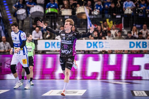 Jakob Nigg TVB Stuttgart, 57 Goal celebration, jubilation, joy, cry of joy GER, TVB Stuttgart ThSV Eisenach, DAIKIN HBL, Handball, Bundesliga, Matchday 20, Season 2025 2026, 09 02 2026 GER, TVB Stuttgart ThSV Eisenach, DAIKIN HBL, Handball, Bundesliga, Matchday 20, Season 2025 2026, 09 02 2026 Stuttgart Copyright: xSandyxDinkelackerx EP_SDR