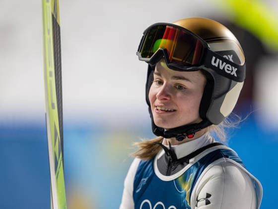 OLYMPICS - Winter Olympic Games, Olympische Spiele, Olympia, OS Milano Cortina 2026 VAL DI FIEMME,ITALY,10.FEB.26 - OLYMPICS, Ski jumping, Skispringen, Ski, nordisch - Winter Olympic Games Milano Cortina 2026, normal hill, mixed team. Image shows Nika Vodan (SLO).  GEPAxpictures xOliverxLerch