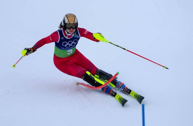 (260210) -- CORTINA D AMPEZZO, Feb. 10, 2026 -- Katharina Huber of Austria competes during the slalom of the alpine skiing women s team combined at the Milan-Cortina 2026 Olympic Winter games, Winterspiele,Spiele, Summer games in Cortina, Italy, Feb. 10, 2026. ) (MICO2026)ITALY-CORTINA D AMPEZZO-OLYMPIC WINTER GAMES-ALPINE SKIING-WOMEN S TEAM COMBINED FeixMaohua 