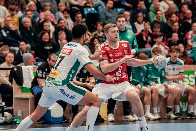 Germany Handball Bundesliga, DAIKIN HBL 2025 26, 20 Matchday Handball Sport Verein Hamburg vs SC DHfK Leipzig Sporthalle Hamburg Hamburg Oliver Norlyk HSV Hamburg, 5 , Ahmed Khairi SC DHfK Leipzig, 17 Copyright: xStefanxTrochax
