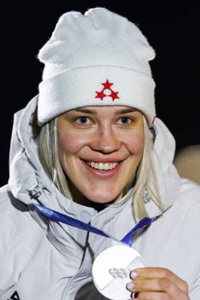 OLYMPICS - Winter Olympic Games, Olympische Spiele, Olympia, OS Milano Cortina 2026 CORTINA D AMPEZZO,ITALY,10.FEB.26 - OLYMPICS, LUGE - Winter Olympic Games Milano Cortina 2026, women, singles, run 3 and 4, medal ceremony. Image shows the rejoicing of Elina Bota (LAT). Keywords: medal.  GEPAxpictures xMaticxKlansek