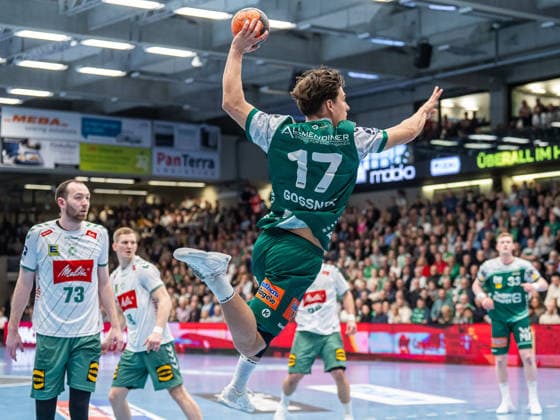 Tim Gossner Frisch Auf Goeppingen, 17 from outside, Frisch Auf Goeppingen vs GWD Minden, Handball, 1 Bundesliga, Men, Season 2025 2026, 10 02 2026, Frisch Auf Goeppingen vs GWD Minden, Handball, 1 Bundesliga, Men, Season 2025 2026, 10 02 2026 Goeppingen Copyright: xEibner-Pressefoto MichaelxSchmidx EP_MST