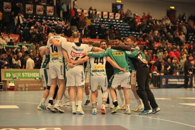 Photo Cheering after the final whistle by the players from Leipzig Handball Men 1 Bundesliga on Tue 10 02 2026 HSV Handball SC DHFK Leipzig