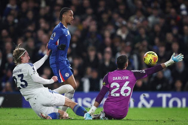 10th February 2026; Stamford Bridge, Chelsea, London, England: Premier League Football, Chelsea versus Leeds United; Joao Pedro of Chelsea scores in the 24th minute  IanxStephen Content restricted for UK based newspaper