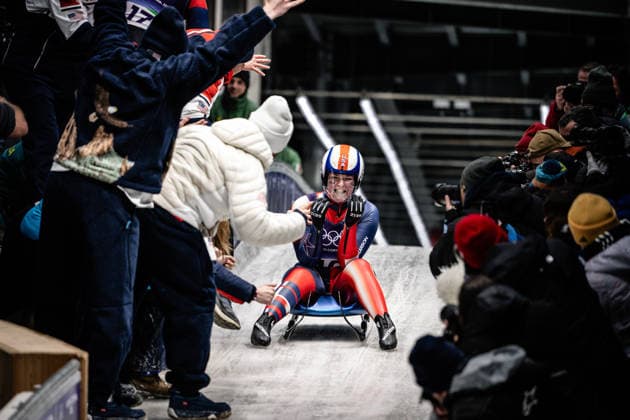 Ashley Farquharson of the United States in action during the Women s Singles Luge competition at the 2026 Olympic Winter games, Winterspiele,Spiele, Summer games on February 10, 2026 in Cortina d Ampezzo, Italy. *** Ashley Farquharson of the United States in action during the Women s Singles Luge competition at the 2026 Olympic Winter Games on February 10, 2026 in Cortina d Ampezzo, Italy Copyright: HMBxMedia MarcxNiemeyer