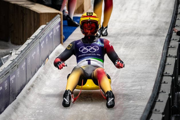Julia Taubitz of Germany celebrates winning the gold medal in the finish area after the Women s Singles Luge competition at the 2026 Olympic Winter games, Winterspiele,Spiele, Summer games on February 10, 2026 in Cortina d Ampezzo, Italy. *** Julia Taubitz of Germany celebrates winning the gold medal in the finish area after the Women s Singles Luge competition at the 2026 Olympic Winter Games on February 10, 2026 in Cortina d Ampezzo, Italy Copyright: HMBxMedia MarcxNiemeyer