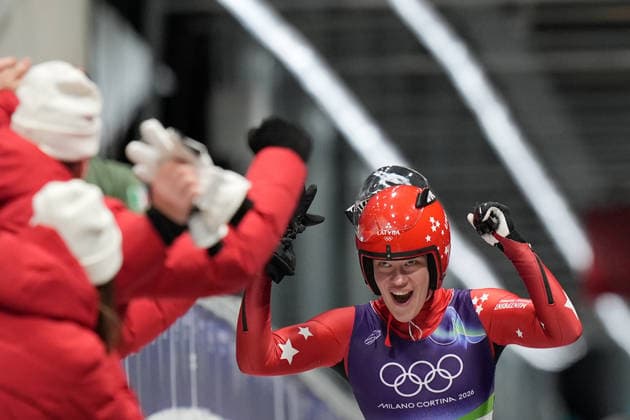 Latvia ™s BOTA Elina silver medal during Luge Women™s single manche 4 at the Cortina Sliding Centre at the Milano Cortina 2026 Winter Olympics, in Cortina (Italy) February 10 , 2026 (Spada LaPresse)  Copyright: xSpada LaPressex
