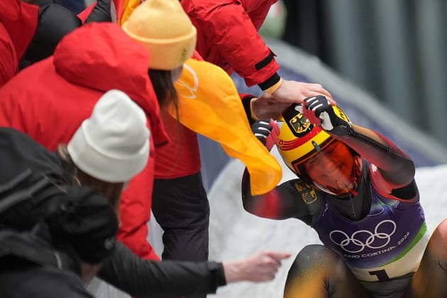 Germany ™s TAUBITZ Julia gold medal during Luge Women™s single manche 4 at the Cortina Sliding Centre at the Milano Cortina 2026 Winter Olympics, in Cortina (Italy) February 10 , 2026 (Spada LaPresse)  Copyright: xSpada LaPressex