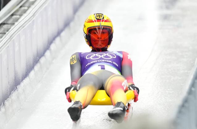 (260210) -- CORTINA D AMPEZZO, Feb. 10, 2026 -- Julia Taubitz of Germany competes during the luge women s singles run 3 at the Milan-Cortina 2026 Olympic Winter games, Winterspiele,Spiele, Summer games in Cortina, Italy, Feb. 10, 2026. ) (MICO2026)ITALY-CORTINA D AMPEZZO-OLYMPIC WINTER GAMES-LUGE-WOMEN S SINGLES LixGang 