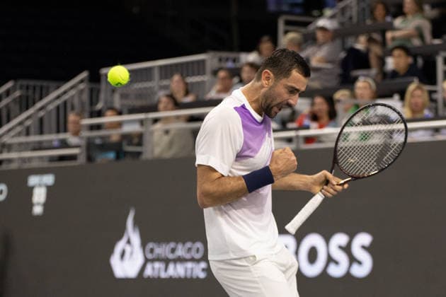 February 10, 2026, Frisco, Texas, USA: MARIN CILIC (CRO) reacts during a menÃ¢â‚¬â ¢s singles match at 2026 Nexo Dallas Open at The Ford Center at The Star in Frisco, Texas. Marin Cilic recorded his 600th career win after defeating Leaner Tien, 7:5, 7:6. Frisco USA - ZUMAh193 20260210_zsp_h193_020 Copyright: xDanielxMcGregor-Huyerx