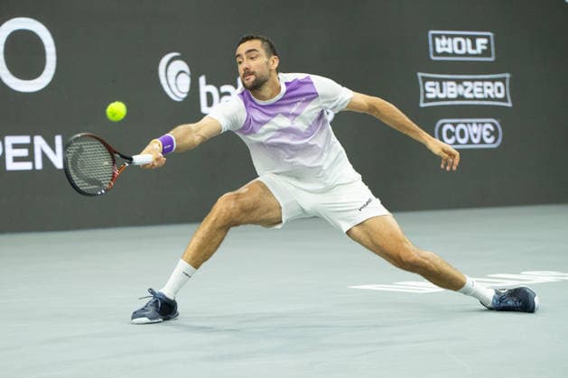 February 10, 2026, Frisco, Texas, USA: MARIN CILIC (CRO) hits the ball during a menÃ¢â‚¬â ¢s singles match at 2026 Nexo Dallas Open at The Ford Center at The Star in Frisco, Texas. Marin Cilic recorded his 600th career win after defeating Leaner Tien, 7:5, 7:6. Tennis 2026: Dallas Open: Cilic 7:5, 7:6 Tien  - ZUMAh193 20260210_zsp_h193_050 Copyright: xDanielxMcGregor-Huyerx