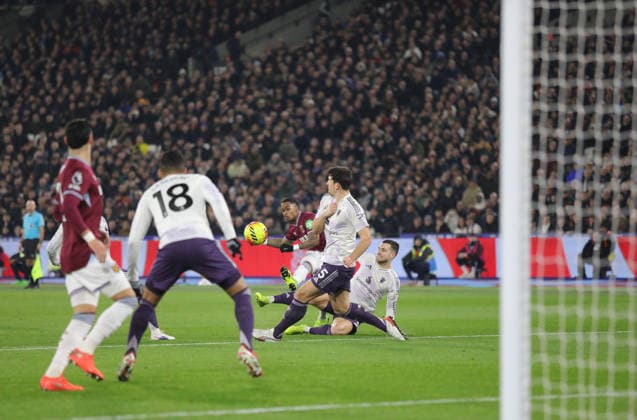 West Ham United v Manchester United, ManU Stratford, UK - 10 Feb 2026 Crysencio Summerville of West Ham United shoots at goal during the Premier League Match between West Ham United and Manchester United at the London Stadium, Stratford on 10 February 2026 ( London London Stadium Stratford England Copyright: xJoshxSmith PPAUKx PPA-246765