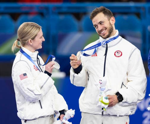February 10, 2026, Cortina d Ampezzo, Italy: CORY THIESSE and KOREY DROPKIN of the USA lost to Isabella and Rasmus Wranna of Sweden to win the silver medal in the Mixed Doubles Curling at the Cortina Curling Olympic Stadium for the Milano Cortina 2026 Winter Olympics. Team Sweden won 6:5. Cortina D ampezzo Italy - ZUMAsc5_ 20260210_oly_sc5_035 Copyright: xErichxSchlegelx