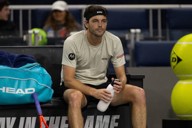 February 10, 2026, Frisco, Texas, USA: TAYLOR FRITZ (USA) drinks water during a menÃ¢â‚¬â ¢s singles match at 2026 Nexo Dallas Open at The Ford Center at The Star in Frisco, Texas. Taylor fritz defeated Marcos Giron, 6:4, 5:7, 7:6. Frisco USA - ZUMAh193 20260210_zsp_h193_178 Copyright: xDanielxMcGregor-Huyerx