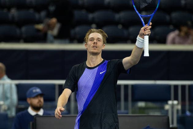 February 10, 2026, Frisco, Texas, USA: DENIS SHAPOVALOV (CAN) reacts after winning a menÃ¢â‚¬â ¢s singles match at 2026 Nexo Dallas Open at The Ford Center at The Star in Frisco, Texas. Denis Shapovoalov defeated Raphael Jodar, 6:1, 6:2. Frisco USA - ZUMAh193 20260210_zsp_h193_211 Copyright: xDanielxMcGregor-Huyerx