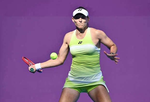 WTA, Tennis Damen QATAR TOTALENERGIES OPEN 2026-ROUND OF 16 Varvara Gracheva of France competes in her round of 16 match against Maria Sakkari of Greece during the WTA Qatar TotalEnergies Open 2026 tennis tournament at the Khalifa International Tennis Complex in Doha, Qatar, on February 11, 2026.¨ ¨¨ DOHA Qatar Copyright: xNOUSHADx