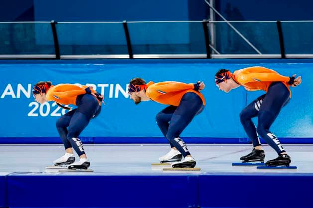 Femke Kok of the Netherlands and Kjeld Nuis of the Netherlands and Jenning de Boo of the Netherlands Training and Practice, Milano Cortina 2026 Winter Olympics: Day 5, Speed skating, Eisschnelllauf - Milano Cortina 2026 Winter Olympics: Day 5, Milano Speed Skating Stadium, February 11, 2026, Milan, Italy.