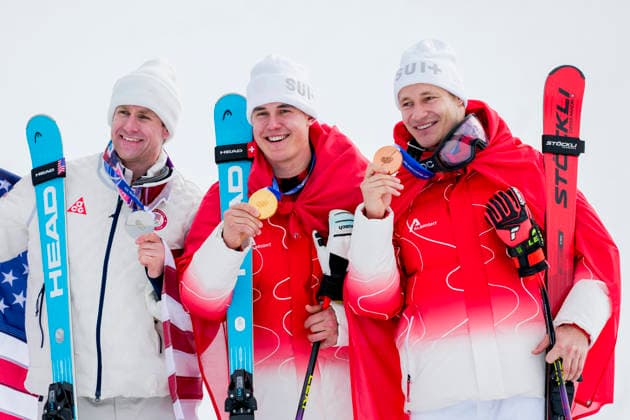 Winter Olympics in Milan Cortina 2026 Bormio, Italy 20260211. Ryan Cochran-Siegle from the United States, Franjo Von Allmen from Switzerland and Marco Odermatt from Switzerland on the podium after the men s alpine skiing Super-G during the Milan Cortina 2026 Winter Olympics. Photo: Cornelius Poppe NTB Bormio Italy EDITORIAL USE ONLY. RESTRICTED USE FOR BETTING COMPANIES Ref:_SPOVXrzGX9NpUE.jpg *** Winter Olympics in Milan Cortina 2026 Bormio, Italy 20260211 Ryan Cochran Siegle from the United States, Franjo Von Allmen from Switzerland and Marco Odermatt from Switzerland on the podium after the men s alpine skiing Super G during the Milan Cortina 2026 Winter Olympics Photo Cornelius Poppe NTB Bormio Italy EDITORIAL USE ONLY RESTRICTED USE FOR BETTING COMPANIES  Copyright: xCorneliusxPoppex xNTBx