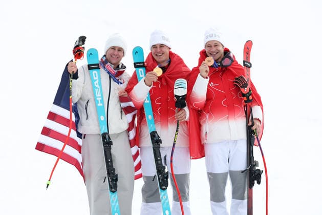 R Cochran-Siegle (USA, F Von Allmen (SUI), M Odermatt (SUI) during the Olympic Milano-Cortina 2026, Alpine Skiing Men s SuperG on February 11, 2026 at Stelvio Ski Centre in Bormio, Italy during the Olympic Milano-Cortina 2026, Alpine Skiing Men s SuperG on February 11, 2026 at Stelvio Ski Centre in Bormio, Italy  Copyright: xSergioxBisi IPAxSportx xipa-agency.netx xx IPA_71311711 IPA_Agency_IPA71311711