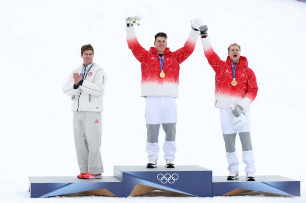 GIOCHI OLIMPICI - Olimpiadi Invernali Milano-Cortina 2026 - Alpine Skiing Men s Super-G R Cochran-Siegle (USA, F Von Allmen (SUI), M Odermatt (SUI) during the Olympic Milano-Cortina 2026, Alpine Skiing Men s SuperG on February 11, 2026 at Stelvio Ski Centre in Bormio, Italy during the Olympic Milano-Cortina 2026, Alpine Skiing Men s SuperG on February 11, 2026 at Stelvio Ski Centre in Bormio, Italy Cortina D Ampezzo Italy  Copyright: xIPAxSport ABACAx