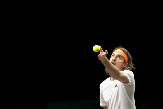 ROTTERDAM, NETHERLANDS - FEBRUARY 11: Stefanos Tsitsipas of Greece in action against Arthur Rinderknech of France on Day 3 of the ABN AMRO Open at Rotterdam Ahoy on February 11, 2026 in Rotterdam, Netherlands. (Photo by Andy Astfalck) Netherlands Copyright: xAndyxAstfalckx