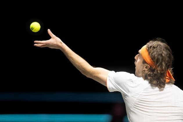 ROTTERDAM, NETHERLANDS - FEBRUARY 11: Stefanos Tsitsipas of Greece in action against Arthur Rinderknech of France on Day 3 of the ABN AMRO Open at Rotterdam Ahoy on February 11, 2026 in Rotterdam, Netherlands. (Photo by Andy Astfalck) Netherlands Copyright: xAndyxAstfalckx
